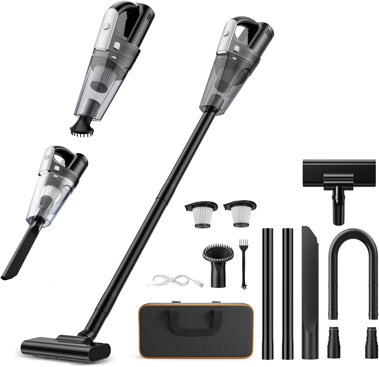 Draadloze mini-stofzuiger, draagbaar, voor autostoel, 7500-10000 PA, handstofzuiger, nat, droog, oplaadbaar, licht, thuis, kantoor, toetsenbord, tapijt, huisdieren, haar, USB