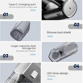 Draadloze mini-stofzuiger, draagbaar, voor autostoel, 7500-10000 PA, handstofzuiger, nat, droog, oplaadbaar, licht, thuis, kantoor, toetsenbord, tapijt, huisdieren, haar, USB