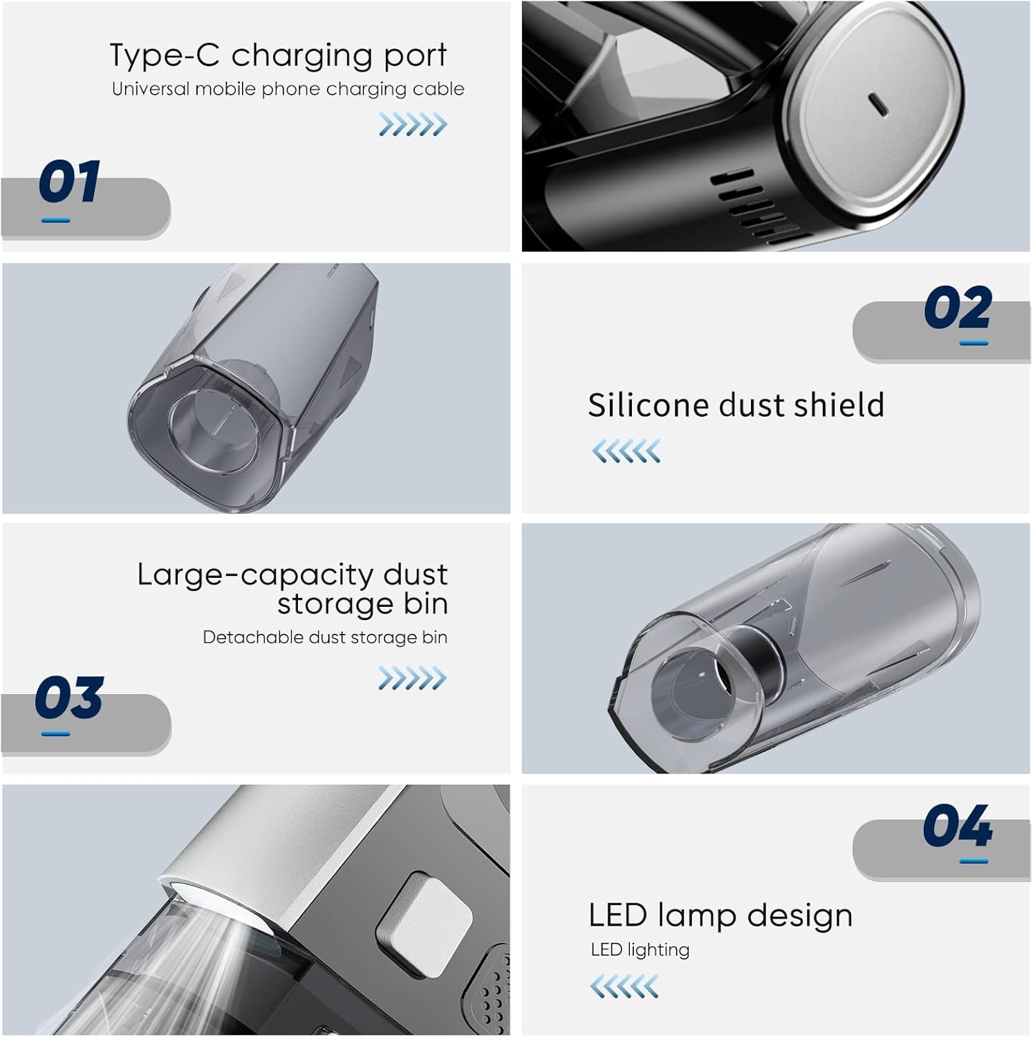Draadloze mini-stofzuiger, draagbaar, voor autostoel, 7500-10000 PA, handstofzuiger, nat, droog, oplaadbaar, licht, thuis, kantoor, toetsenbord, tapijt, huisdieren, haar, USB