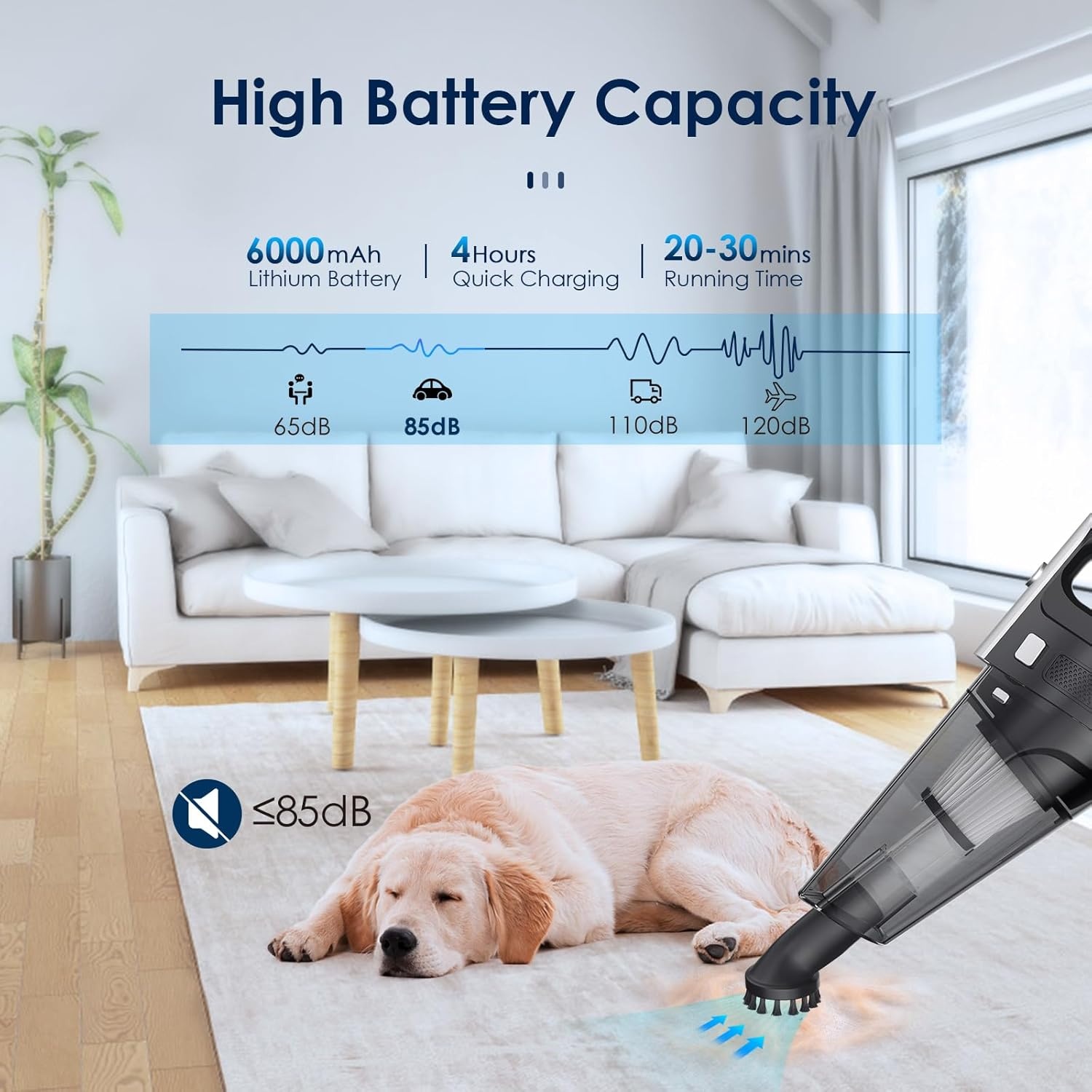 Draadloze mini-stofzuiger, draagbaar, voor autostoel, 7500-10000 PA, handstofzuiger, nat, droog, oplaadbaar, licht, thuis, kantoor, toetsenbord, tapijt, huisdieren, haar, USB