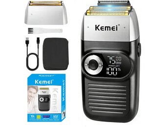 KEMEI Folie scheerapparaat kapper voor mannen, elektrisch scheermes oplaadbaar met baardtrimmer,Draadloze Lithium Titanium Foil Shavers met reiskoffer
