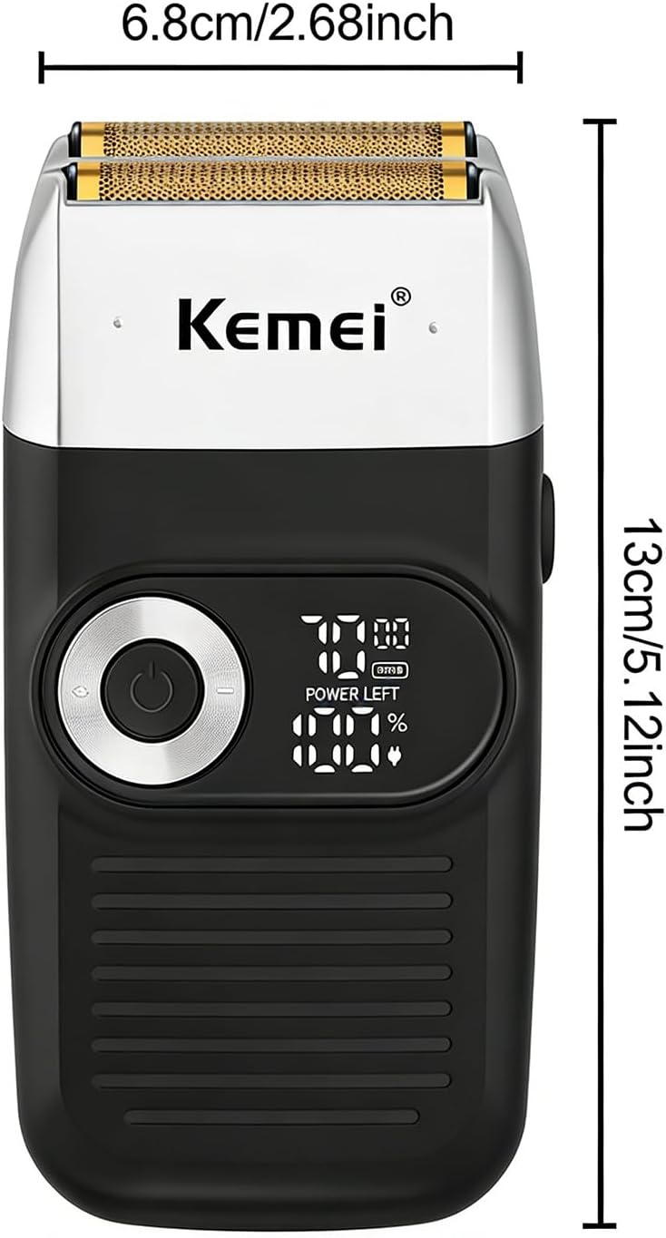 KEMEI Folie scheerapparaat kapper voor mannen, elektrisch scheermes oplaadbaar met baardtrimmer,Draadloze Lithium Titanium Foil Shavers met reiskoffer