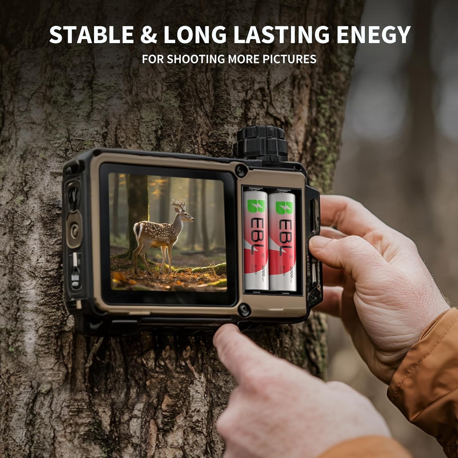 EBL Oplaadbare lithium-batterijen AA 8 stuks met oplader, 1,5 V, 3000 mWh, 1600 cycli, duurzame batterij