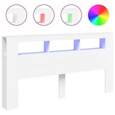 Hoofdeinde met LED - Bewerkt Hout Wit - 58% Korting!