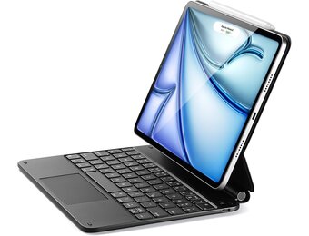 ESR iPad-toetsenbordhoes voor iPad Air 11 inch (M2 2024), vrij zwevend standaardontwerp, veerknoppen, nauwkeurig multi-touch trackpad, zwart