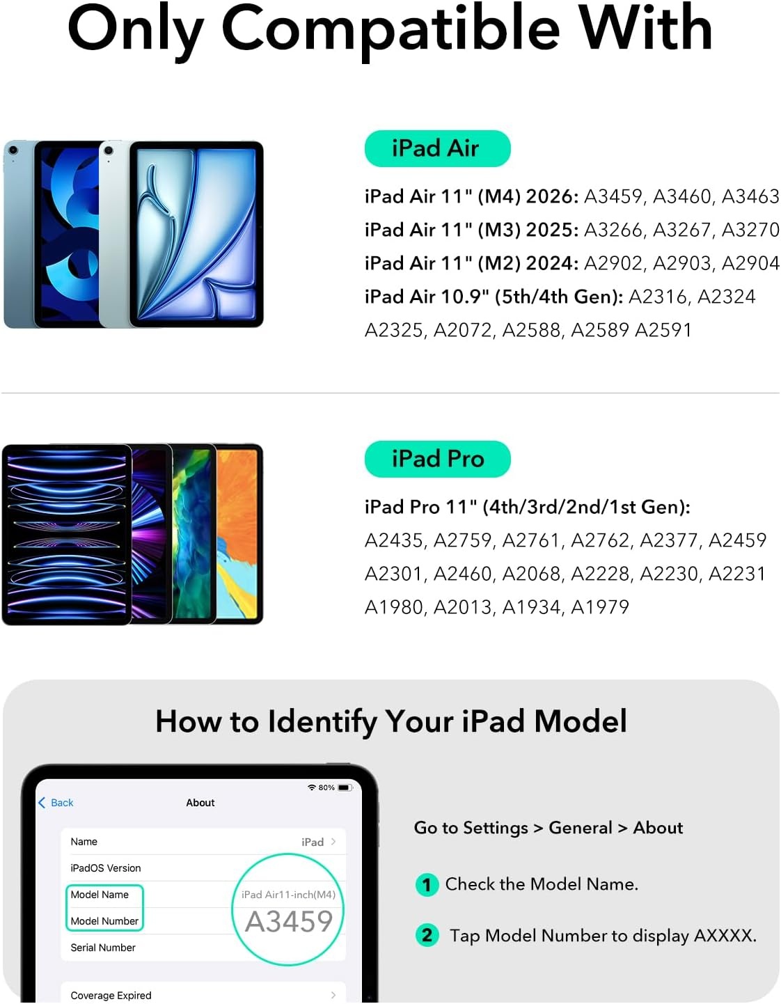 ESR iPad-toetsenbordhoes voor iPad Air 11 inch (M2 2024), vrij zwevend standaardontwerp, veerknoppen, nauwkeurig multi-touch trackpad, zwart