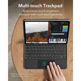ESR iPad-toetsenbordhoes voor iPad Air 11 inch (M2 2024), vrij zwevend standaardontwerp, veerknoppen, nauwkeurig multi-touch trackpad, zwart