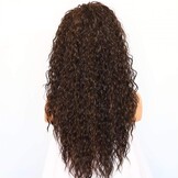 Sapphirewigs Pruik met krullend kant aan voorkant, highlight, bruin, synthetische pruiken voor vrouwen, 33 x 7 cm, dagelijks dragen, feest, Kerstmis, Halloween, hittebestendig, 66 cm