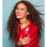 Sapphirewigs Pruik met krullend kant aan voorkant, highlight, bruin, synthetische pruiken voor vrouwen, 33 x 7 cm, dagelijks dragen, feest, Kerstmis, Halloween, hittebestendig, 66 cm