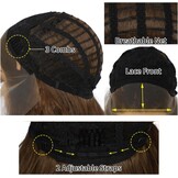 Sapphirewigs Pruik met krullend kant aan voorkant, highlight, bruin, synthetische pruiken voor vrouwen, 33 x 7 cm, dagelijks dragen, feest, Kerstmis, Halloween, hittebestendig, 66 cm