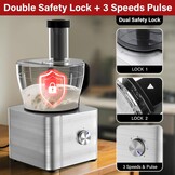 SNDOAS Keukenmachine, 1100 W Food processor, Mengkom van 3,2 liter, Deegkneden, Keukenmachine hakmolen, 1,5 l mixer, Molen, Zilver