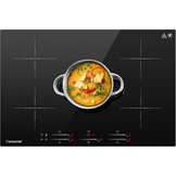 AMZCHEF Inbouw Inductiekookplaat met 5 Zones, 9 Niveaus, Booster, Schuifregelaar en Timer