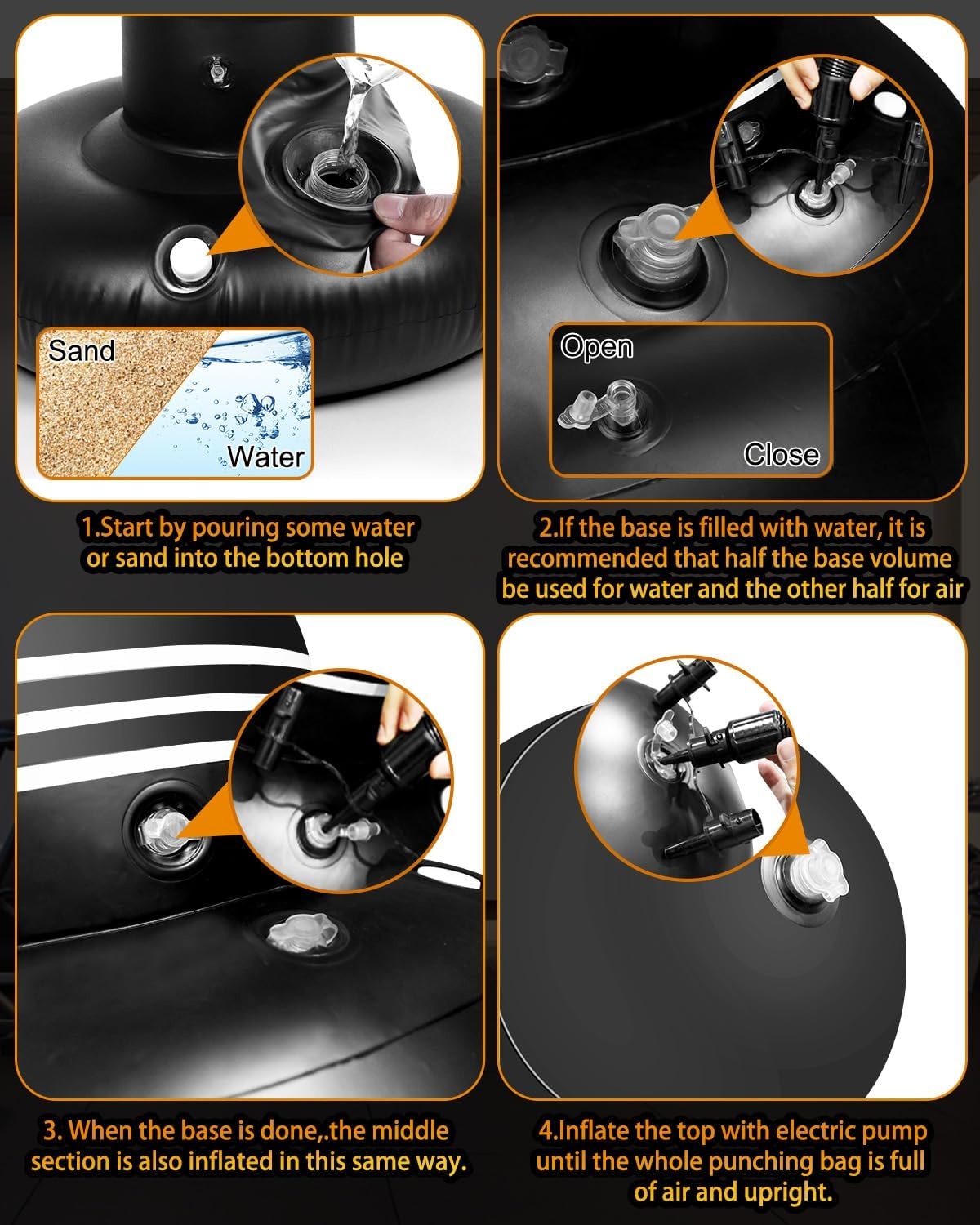 Vrijstaande Bokszakken voor Volwassenen - 178 cm Bokszak Opblaasbare Kickbokszak voor Training MMA Muay Thai Fitness