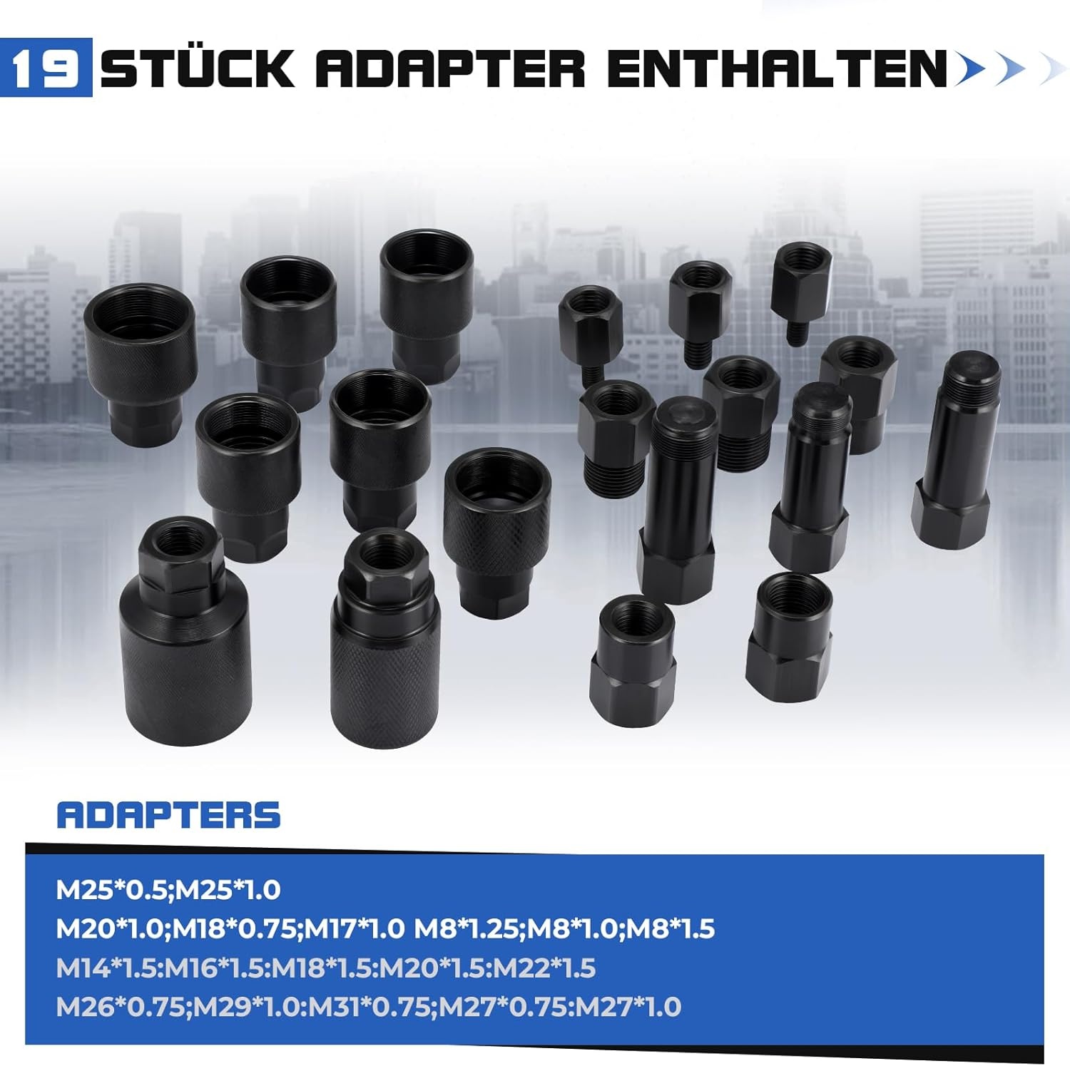 21-delige set Diesel inspuitmondtrekker, pneumatisch injectortrekker met adapter, inspuitmondtrekker, perslucht injectoren uittrekgereedschap