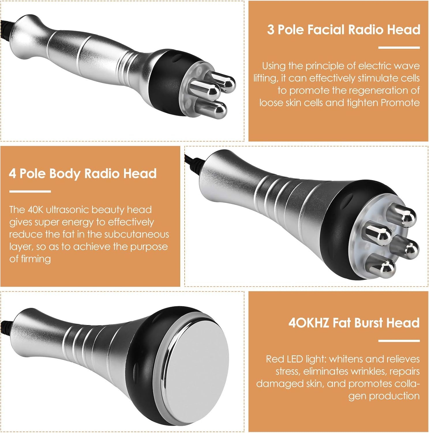 40K Afslankend Lichaam Machine 3 in 1 Radiofrequentie Cavitatie Machine Ultrasone Afslankmachine voor Gezicht, Buik, Billen en Dijen, Huidverzorging