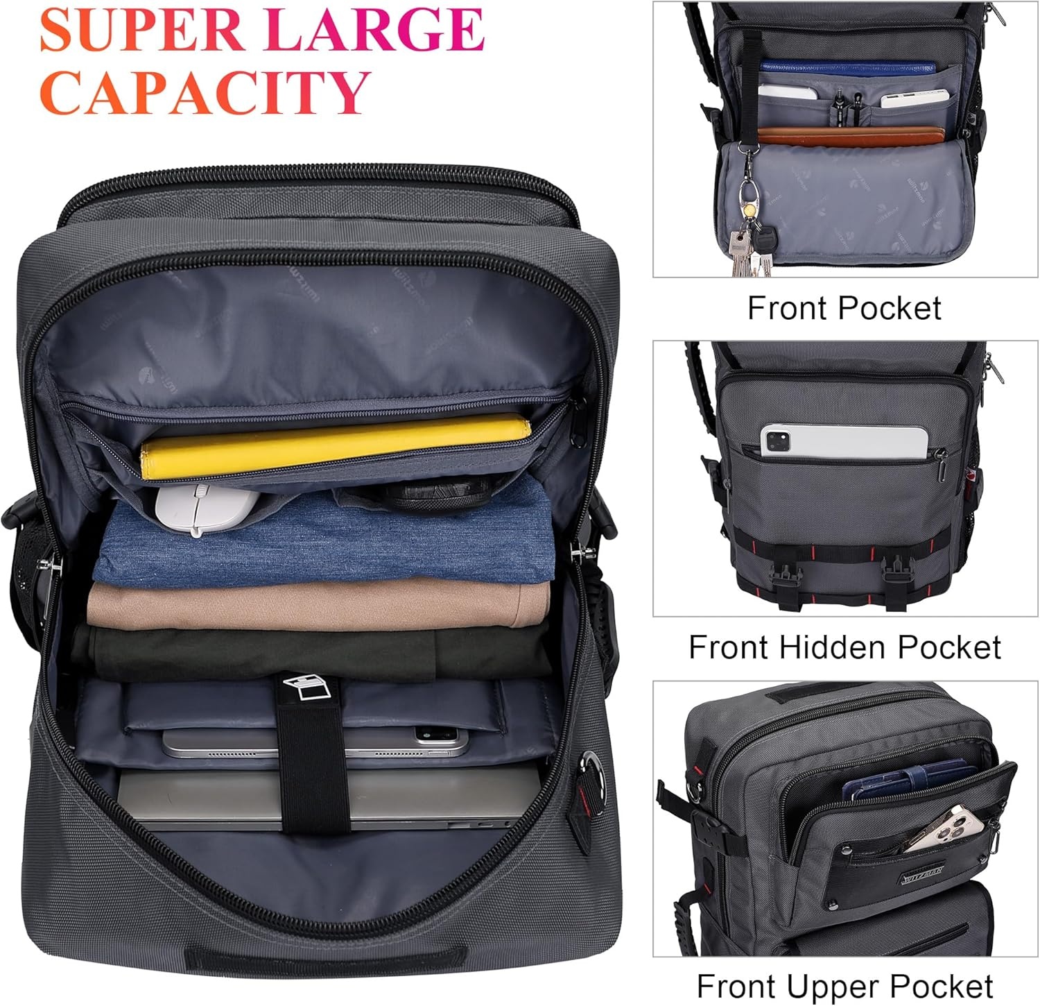 WITZMAN Carry On Travel Rugzak voor Mannen Duffle Bags Fit 17 Inch Laptop Luchtvaartmaatschappij Goedgekeurde Laptop Rugzak