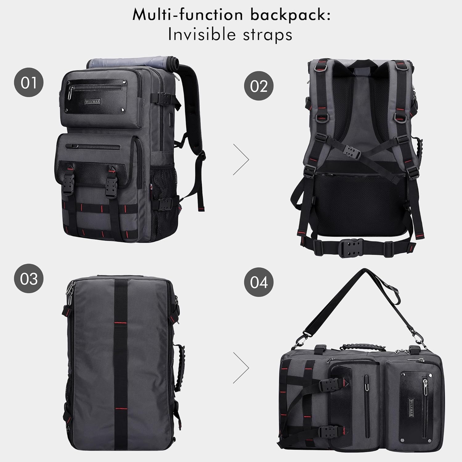 WITZMAN Carry On Travel Rugzak voor Mannen Duffle Bags Fit 17 Inch Laptop Luchtvaartmaatschappij Goedgekeurde Laptop Rugzak