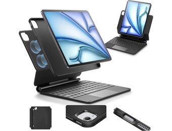 ESR Toetsenbordhoes voor iPad Air 11 inch (M2 2024), iPad Pro 11/Air 6/5/4, magnetische standaard, veerverlichte toetsen, multi-touch trackpad, antraciet