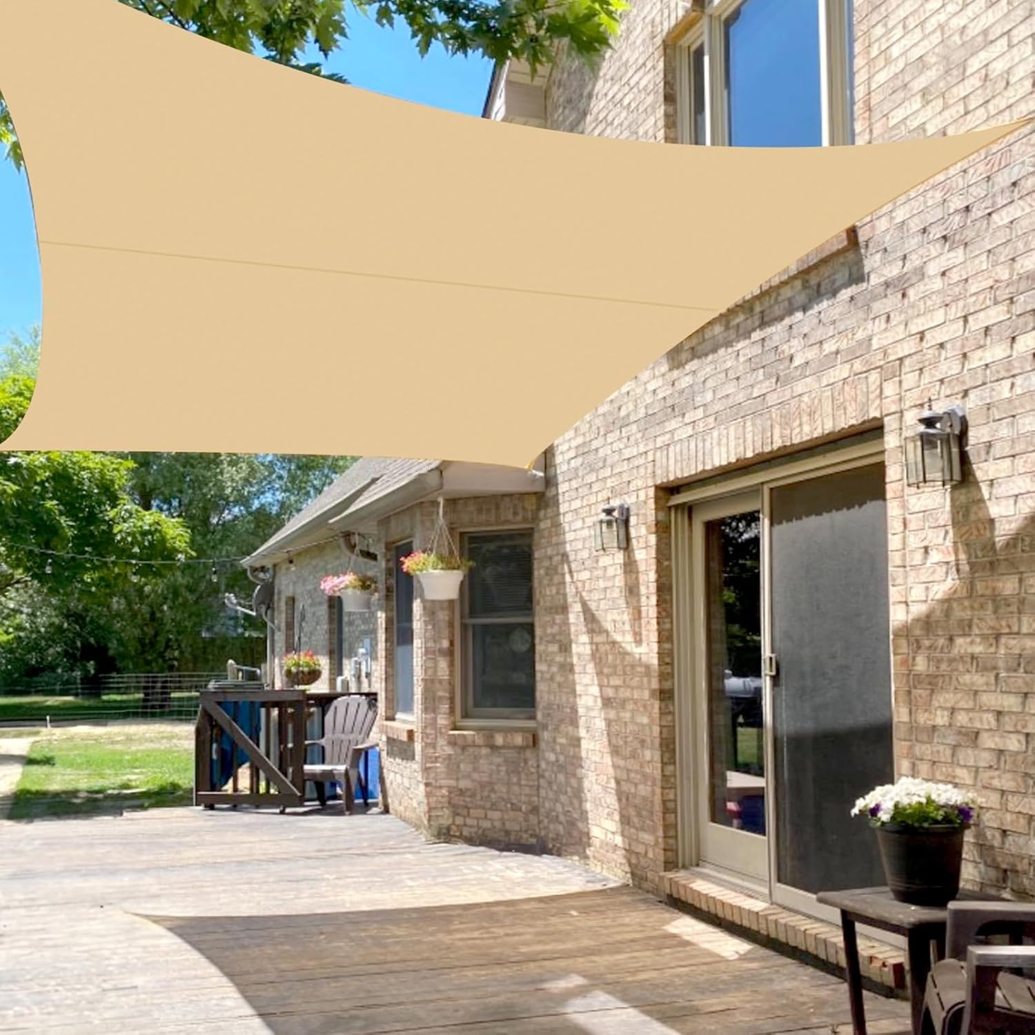 LOVE STORY Zonneschermdoek 4x6m Rechthoekig Zonwering Waterdicht UV-Bescherming Polyester voor Terras, Tuin, Terrasoverkapping (Zandkleur)