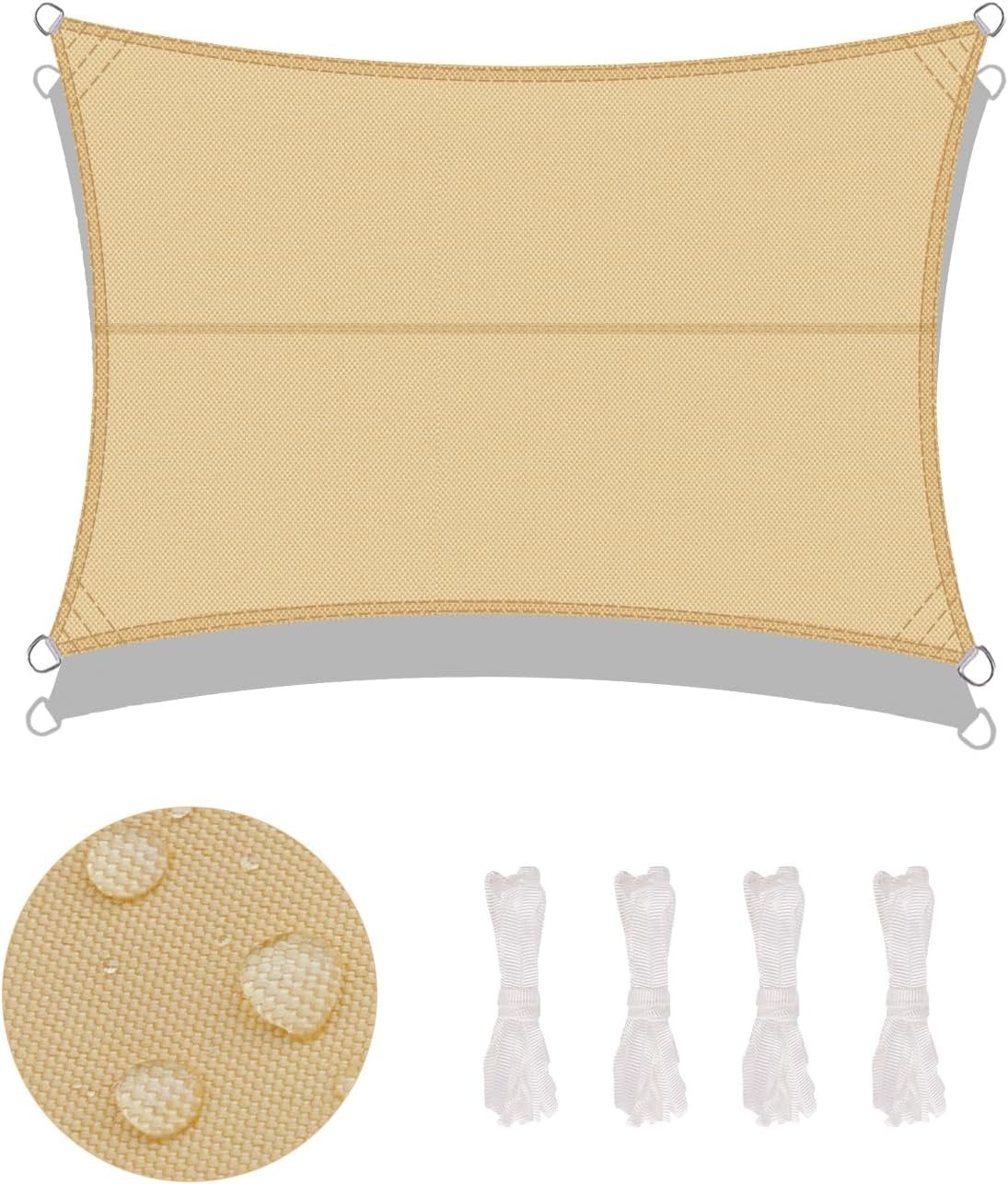 LOVE STORY Zonneschermdoek 4x6m Rechthoekig Zonwering Waterdicht UV-Bescherming Polyester voor Terras, Tuin, Terrasoverkapping (Zandkleur)