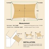 LOVE STORY Zonneschermdoek 4x6m Rechthoekig Zonwering Waterdicht UV-Bescherming Polyester voor Terras, Tuin, Terrasoverkapping (Zandkleur)
