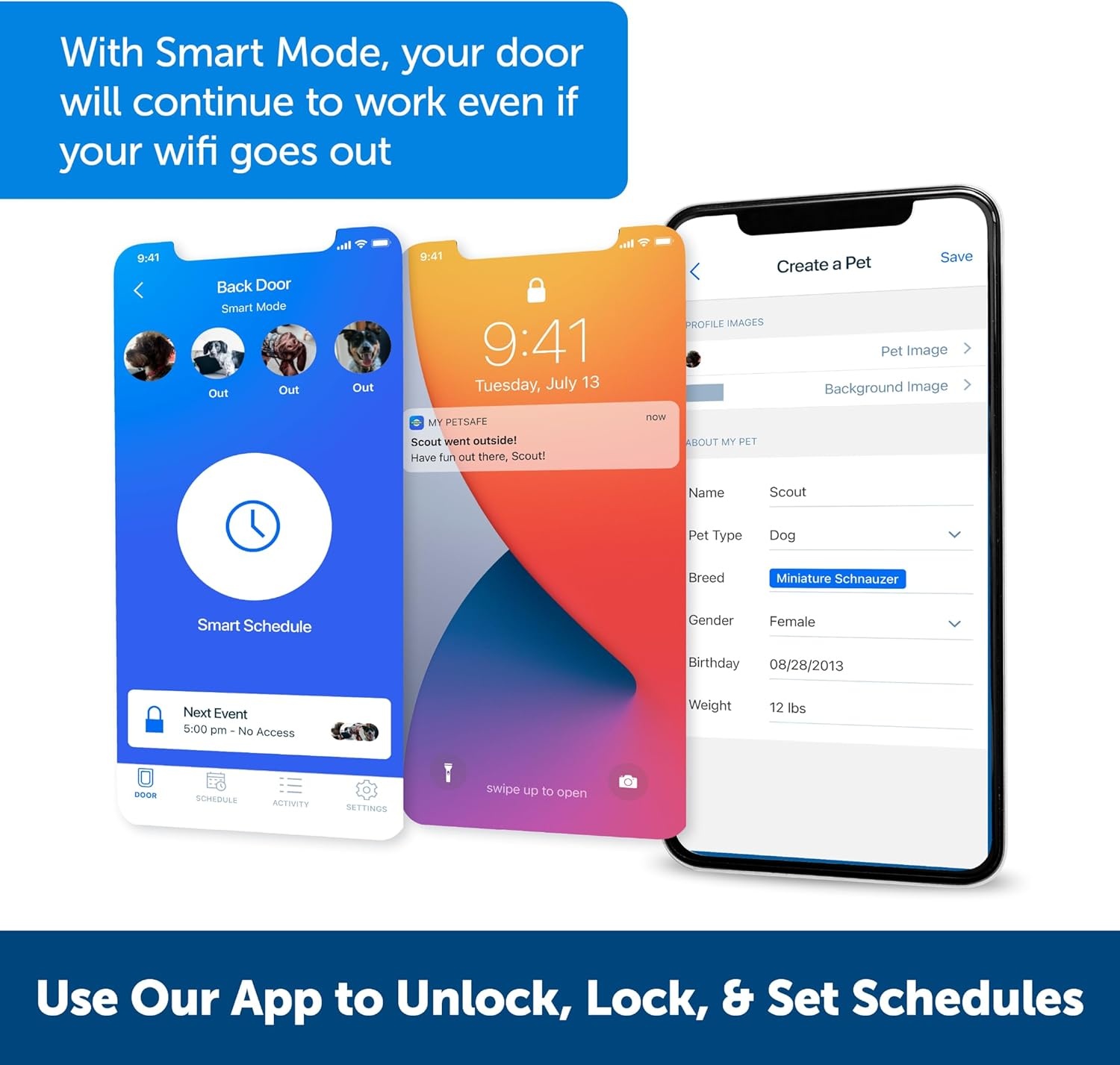 PetSafe SlimmeDeur Verbonden Huisdier Deur, App-Gestuurd, Selectieve Toegang, Energiezuinig, Groot