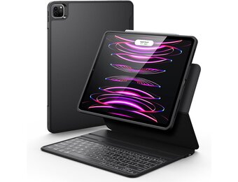 ESR Ascend toetsenbord hoes Lite, iPad compatibel met iPad Pro 12.9 2022/2021, magnetische afneembare hoes, instelbare portret-/landschapsmodus, licht en draagbaar, zwart