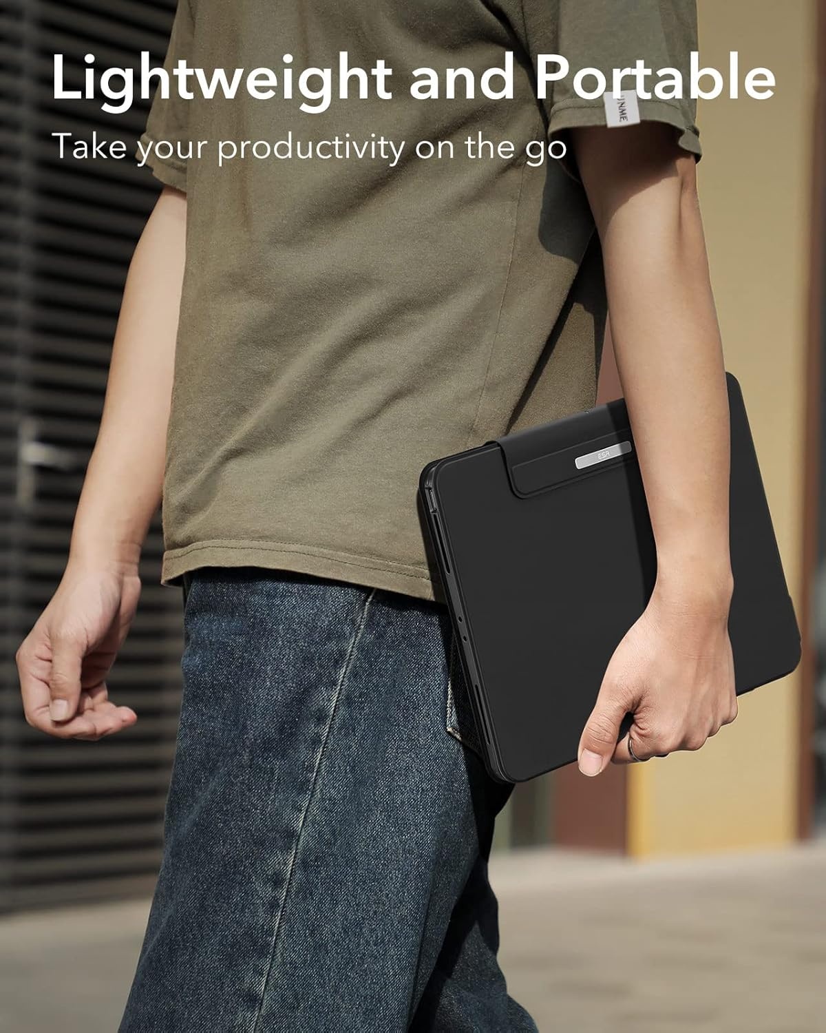 ESR Ascend toetsenbord hoes Lite, iPad compatibel met iPad Pro 12.9 2022/2021, magnetische afneembare hoes, instelbare portret-/landschapsmodus, licht en draagbaar, zwart