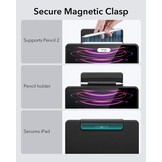 ESR Ascend toetsenbord hoes Lite, iPad compatibel met iPad Pro 12.9 2022/2021, magnetische afneembare hoes, instelbare portret-/landschapsmodus, licht en draagbaar, zwart
