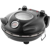 KLAIF Elektrische Pizzaoven voor binnen met 12-inch keramische steen, twee temperatuurregelaars, 420°C, 1200 watt, LM-Zwart