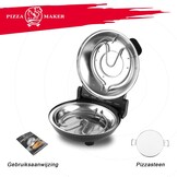 KLAIF Elektrische Pizzaoven voor binnen met 12-inch keramische steen, twee temperatuurregelaars, 420°C, 1200 watt, LM-Zwart