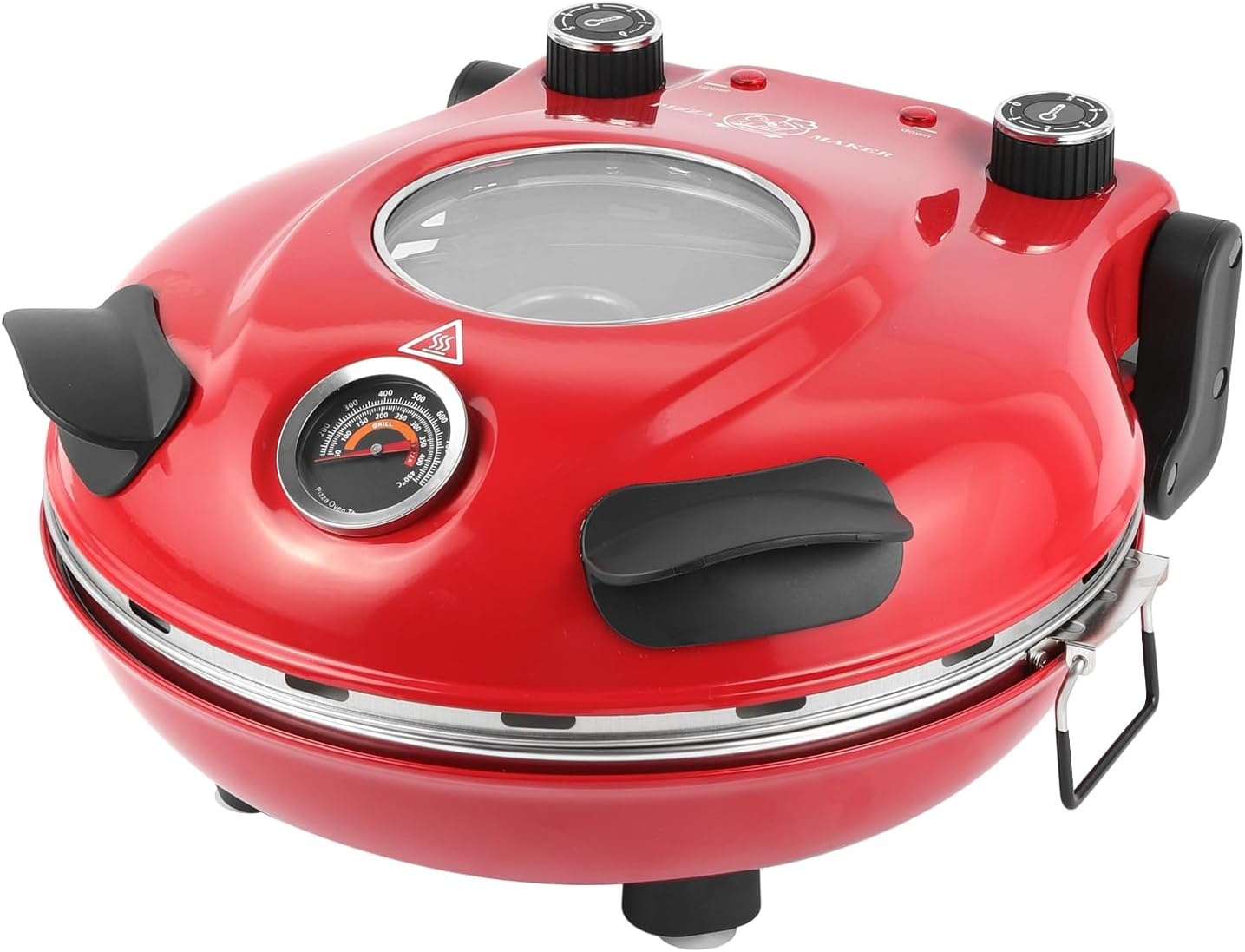 KLAIF Elektrische Pizzaoven voor binnen met 12-inch keramische steen, twee temperatuurregelaars, 420°C, 1200 watt, LM-Zwart