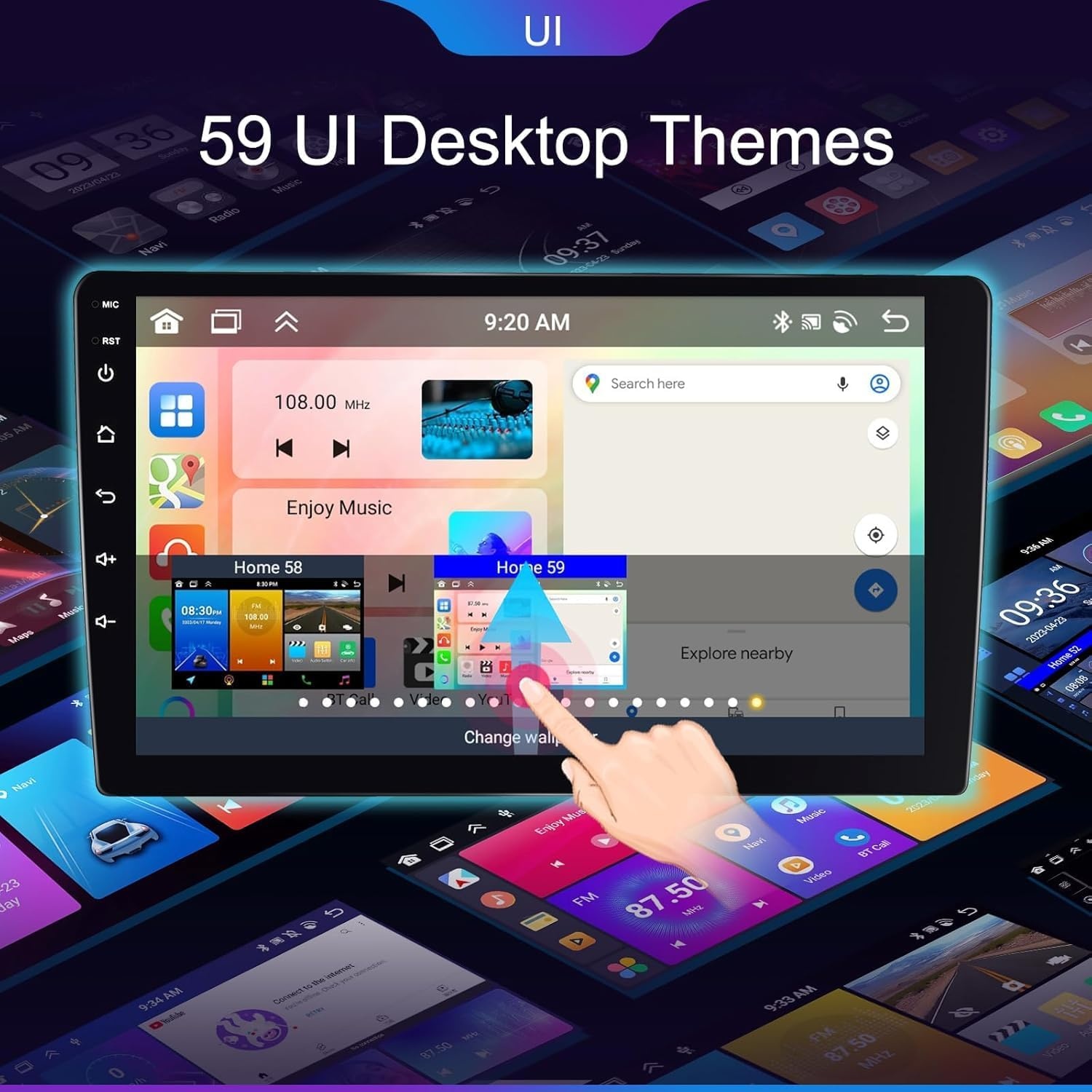 SIXWIN Android 13 Autoradio [4+64GB] voor Hyundai i20 2008-2012 | 9" touchscreen (1280x720) | CarPlay/Android Auto/DSP | GPS/WiFi/BT/USB/FM/RDS/MirrorLink + 32-Band EQ