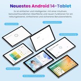 Android Tablet - 2025 Android 14 Tablet Nieuwste 10,1 inch tablets 10 GB + 64 GB + 1 TB uitbreiding, 6000 mAh batterij, Wi-Fi 6, 2 MP + 8 MP dual camera, Bluetooth, 1280 x 800 FHD IPS-grijs