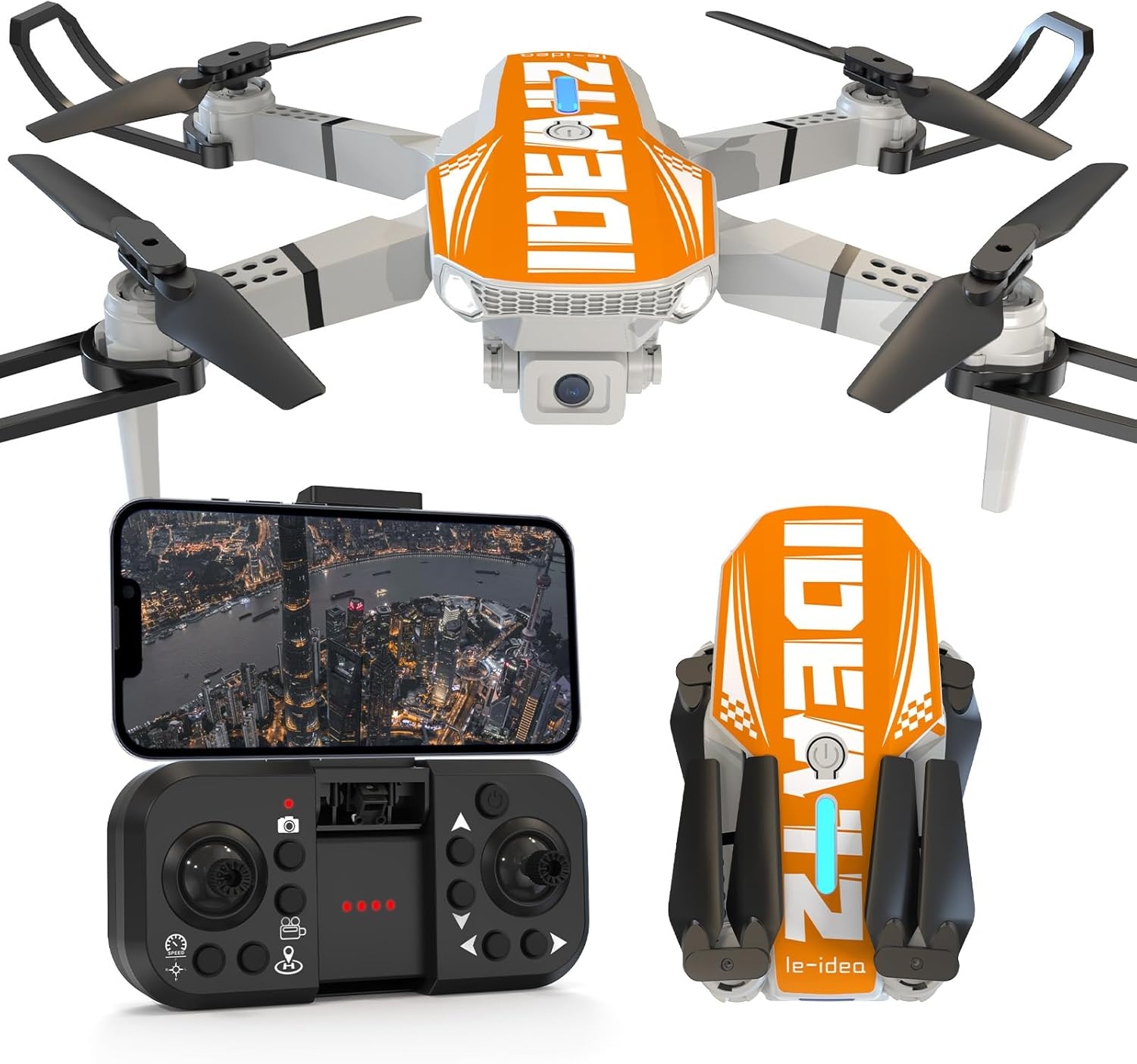 LE-IDEA IDEA12 Mini Drone Oranje met 1080P Camera voor Volwassenen en Beginners