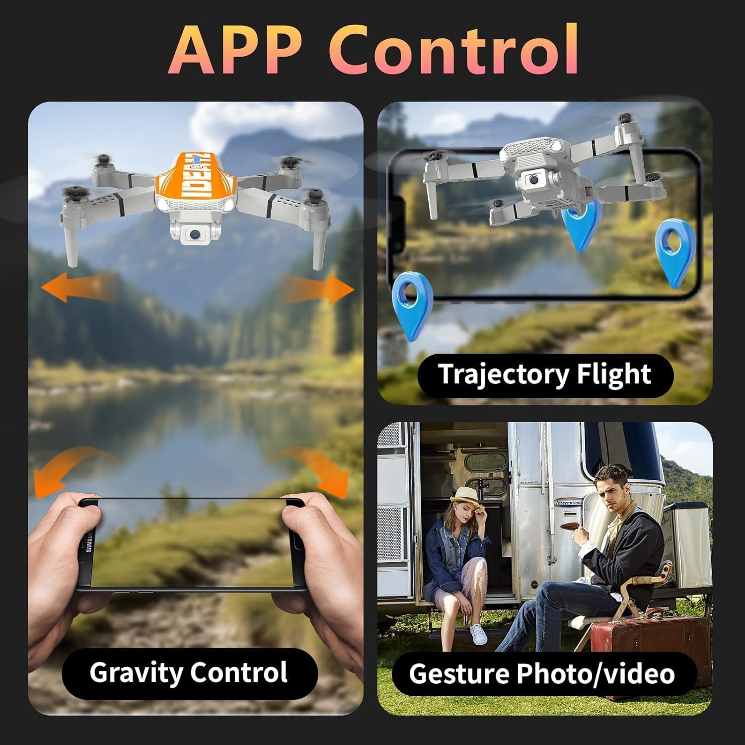 LE-IDEA IDEA12 Mini Drone Oranje met 1080P Camera voor Volwassenen en Beginners