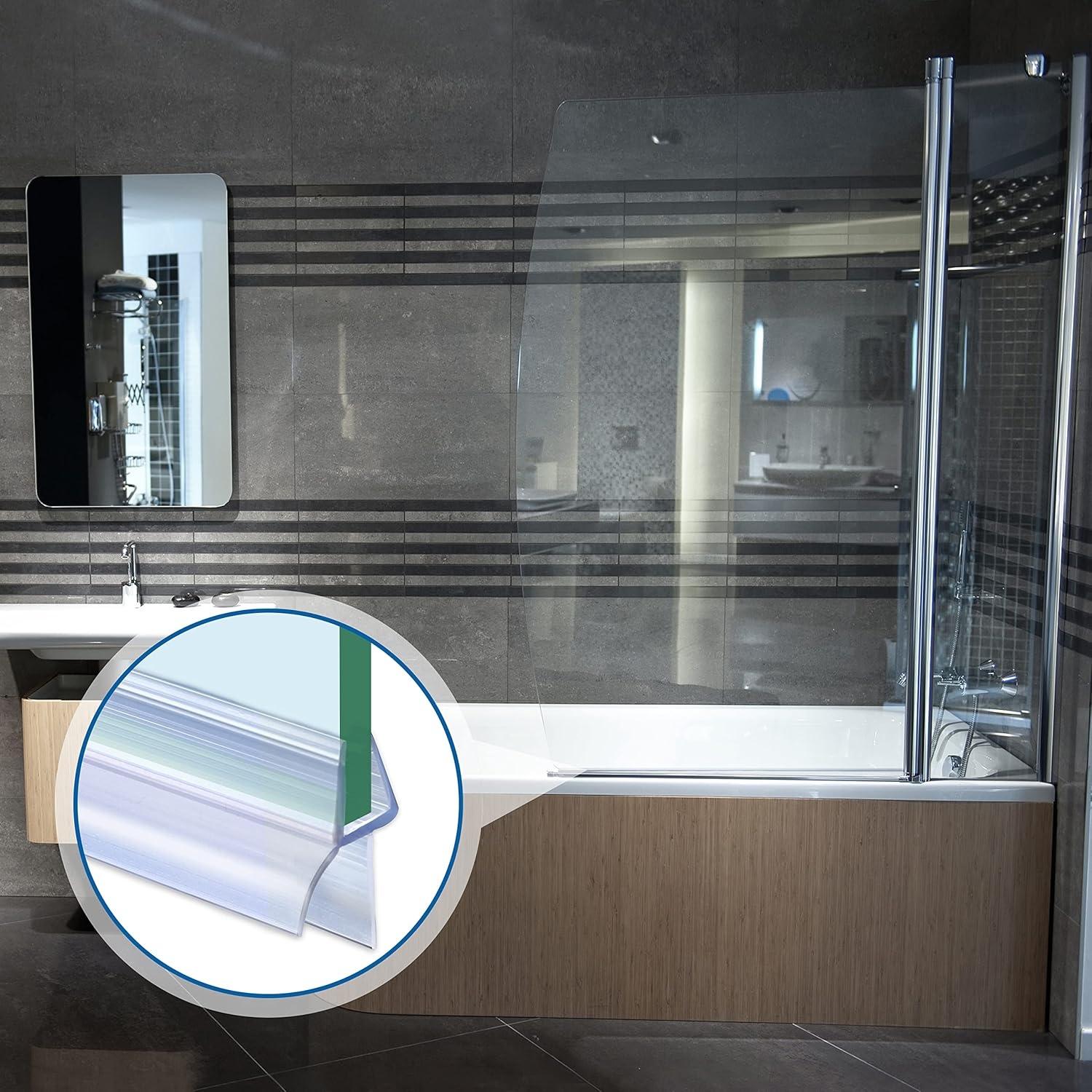 Douchedeur Afdichting 2 x 80 cm voor Glasdiktes 4/5/6 mm Transparant