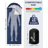 Sportneer Slaapzak voor buiten, licht, draagbaar, warme dekenslaapzak, winterslaapzak voor kamperen, reizen en outdoor, 220 x 75 cm