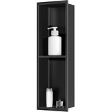 Wandnis douche roestvrij staal, wandnis opslag met een plank, douchebak 20 x 60 x 10 cm, geen tegels nodig, zwart