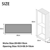 Wandnis douche roestvrij staal, wandnis opslag met een plank, douchebak 20 x 60 x 10 cm, geen tegels nodig, zwart