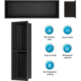 Wandnis douche roestvrij staal, wandnis opslag met een plank, douchebak 20 x 60 x 10 cm, geen tegels nodig, zwart