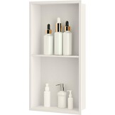 Wandnis douche roestvrij staal, wandnis opslag met een plank, douchebak 20 x 60 x 10 cm, geen tegels nodig, zwart