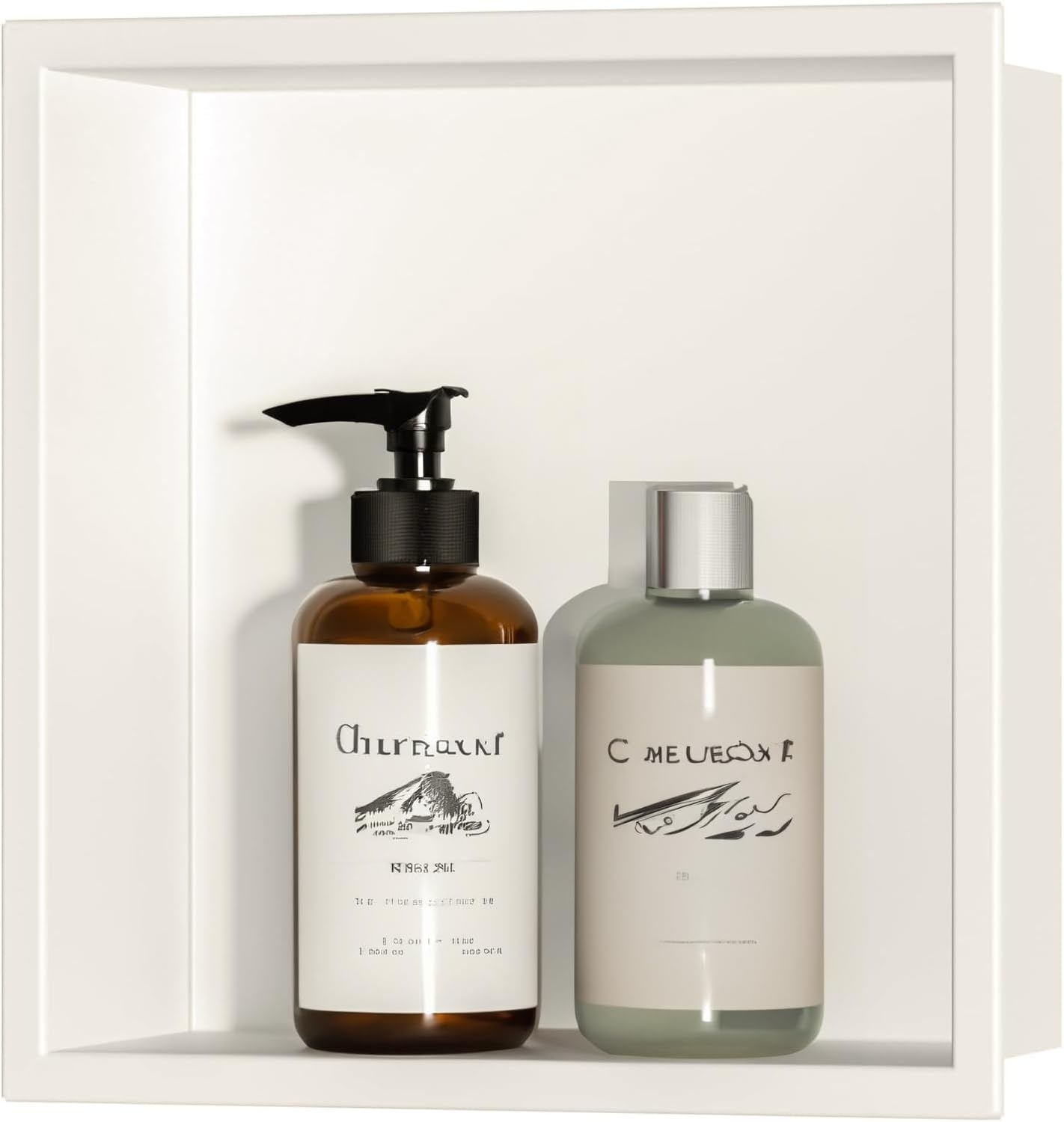 Wandnis douche roestvrij staal, wandnis opslag met een plank, douchebak 20 x 60 x 10 cm, geen tegels nodig, zwart