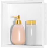 Wandnis douche roestvrij staal, wandnis opslag met een plank, douchebak 20 x 60 x 10 cm, geen tegels nodig, zwart