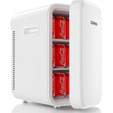 Mini-koelkast, 18 liter, 2-in-1 kleine koelkast met koel- en verwarmingsfunctie, draagbaar met koel- en verwarmingsfunctie, kleine drankkoelkast, 12 V DC/220 V AC voor thuis, kantoor, camping