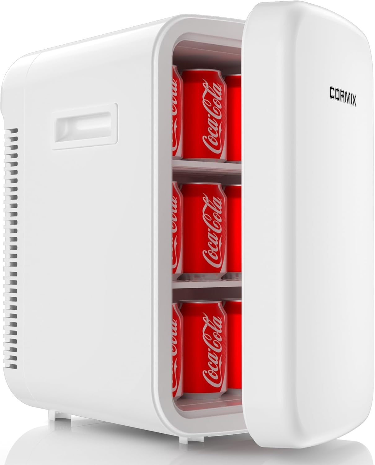 Mini-koelkast, 18 liter, 2-in-1 kleine koelkast met koel- en verwarmingsfunctie, draagbaar met koel- en verwarmingsfunctie, kleine drankkoelkast, 12 V DC/220 V AC voor thuis, kantoor, camping