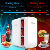 Mini-koelkast, 18 liter, 2-in-1 kleine koelkast met koel- en verwarmingsfunctie, draagbaar met koel- en verwarmingsfunctie, kleine drankkoelkast, 12 V DC/220 V AC voor thuis, kantoor, camping