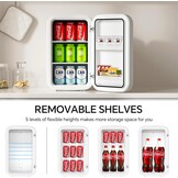 Mini-koelkast, 18 liter, 2-in-1 kleine koelkast met koel- en verwarmingsfunctie, draagbaar met koel- en verwarmingsfunctie, kleine drankkoelkast, 12 V DC/220 V AC voor thuis, kantoor, camping