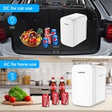 Mini-koelkast, 18 liter, 2-in-1 kleine koelkast met koel- en verwarmingsfunctie, draagbaar met koel- en verwarmingsfunctie, kleine drankkoelkast, 12 V DC/220 V AC voor thuis, kantoor, camping