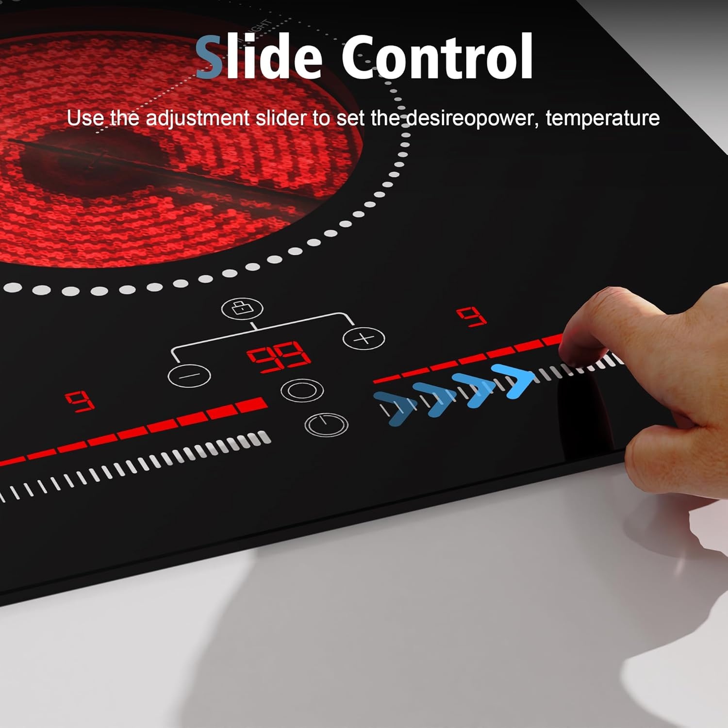 Karinear Keramische kookplaat 2 platen met stekker, keramische kookplaat 2 zones inbouw, kookplaat 2 kookplaten met aanraakbediening, dubbele ring-kookzone, timer, 3200 W, 220-240 V